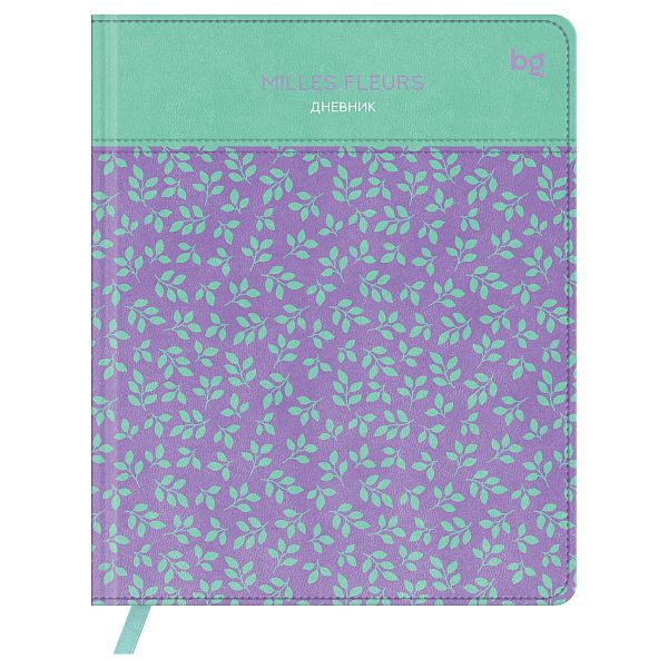 картинка Дневник 1-11 класс твердая обложка кожзам BG "Pattern. Plants" 48 л. печать форзаца, комбинированные материалы, ляссе от магазина "Офисные мелочи"