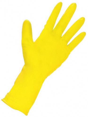 картинка Перчатки латексные XL Household Gloves с хлопковым напылением желтые от магазина "Офисные мелочи"
