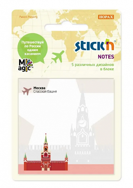 картинка Самоклеящийся блок 70*70 100 л. STICK`N Russia с рисунками от магазина "Офисные мелочи"
