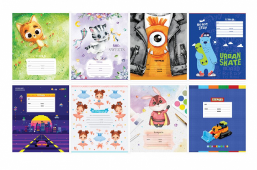 картинка Тетрадь 12 листов клетка ArtSpace "Микс. Ассорти" мелованный картон от магазина "Офисные мелочи"