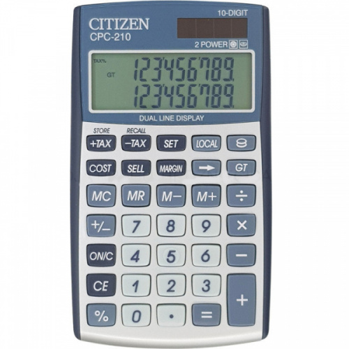 картинка Калькулятор 10 разрядный 2 строки Citizen CPC-210 от магазина "Офисные мелочи"