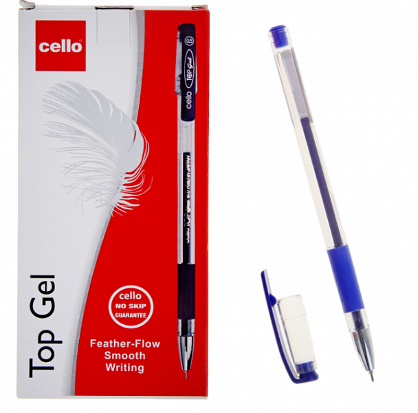 картинка Ручка гелевая Cello "Top Gel" 0,5 мм. синяя, игольчатый наконечник, резиновый грип от магазина "Офисные мелочи"